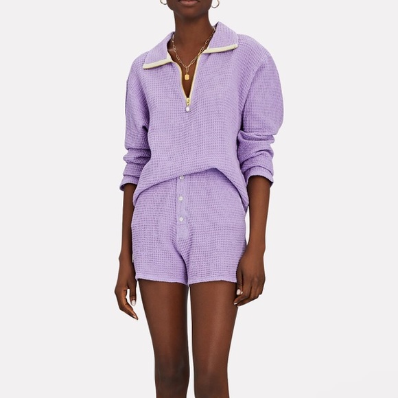 DONNI waffle half zip in SKY / size small - Picture 5 of 6